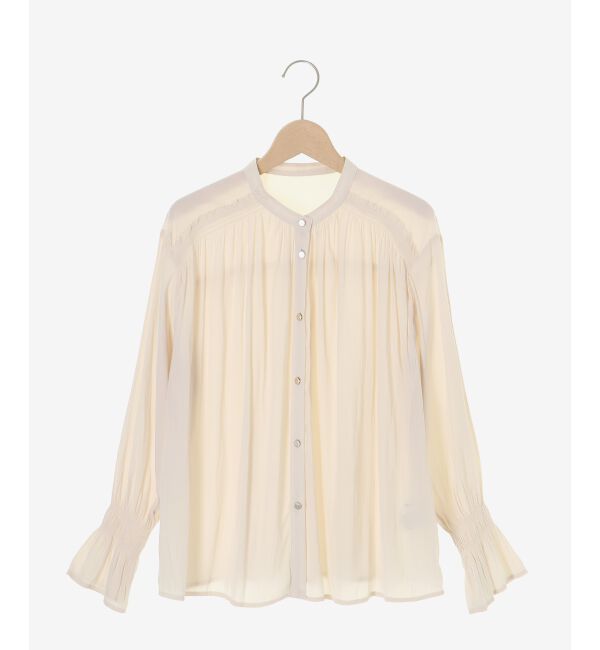  「パウダーサテンショルダーギャザーブラウス」|シャツ・ブラウス|