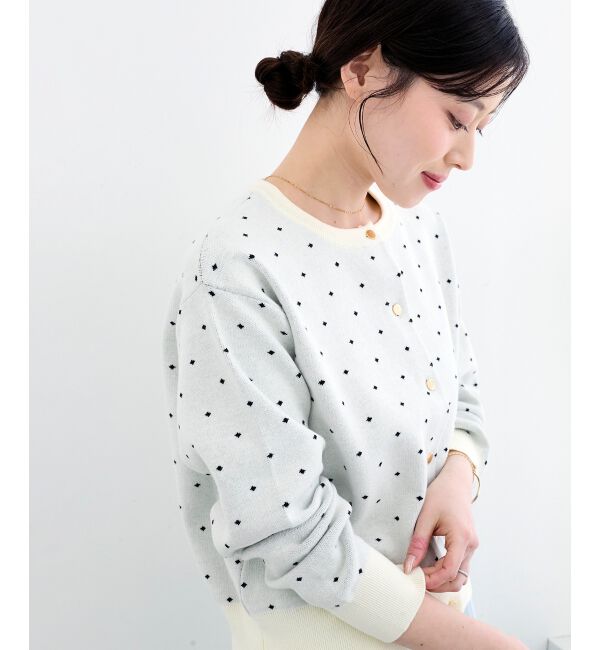  「ドットジャガードニットカーディガン」|カーディガン|