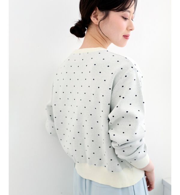  「ドットジャガードニットカーディガン」|カーディガン|