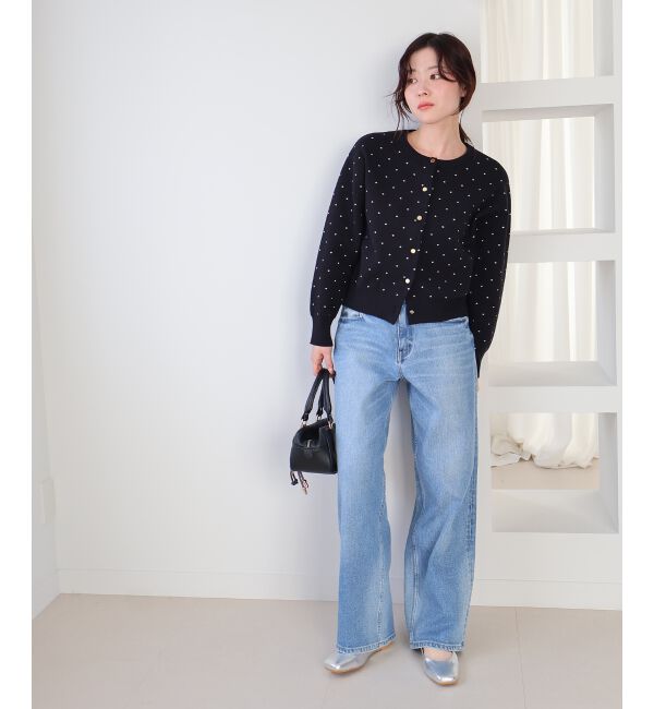  「ドットジャガードニットカーディガン」|カーディガン|