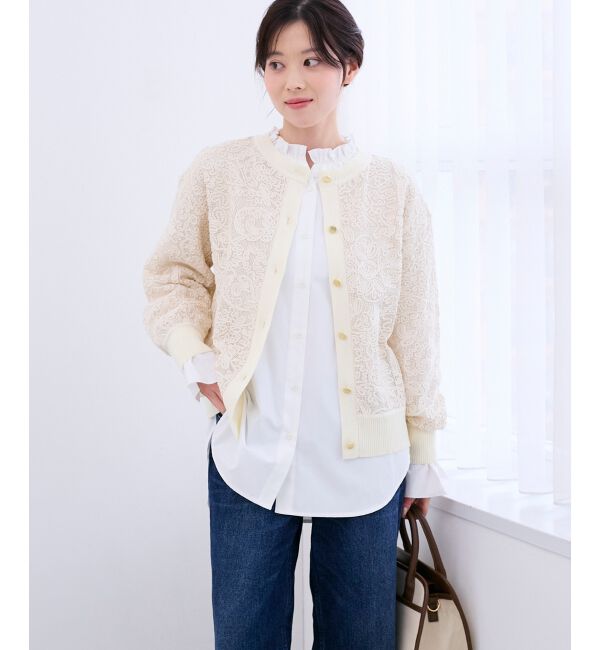  「コード刺しゅうレースカーデ」|カーディガン|