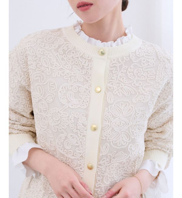  「コード刺しゅうレースカーデ」|カーディガン|