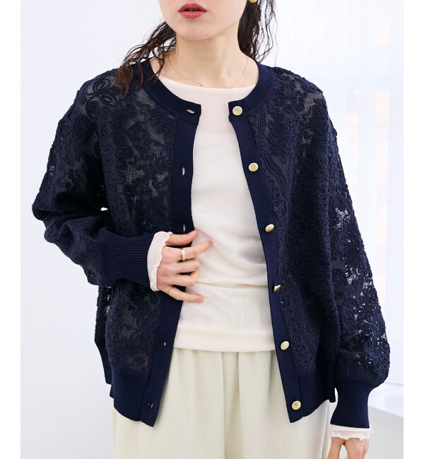  「コード刺しゅうレースカーデ」|カーディガン|