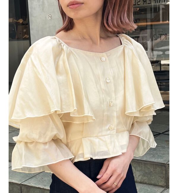 MAJESTICLEGON「クロップドフリルブラウス」|シャツ・ブラウス|