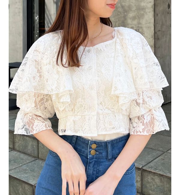 MAJESTICLEGON「クロップドフリルブラウス」|シャツ・ブラウス|