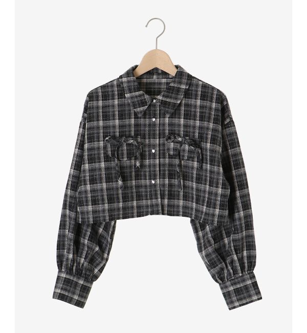  「ハートボタンリボンつきシャツ」|シャツ・ブラウス|