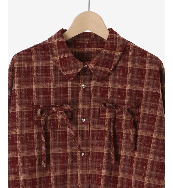  「ハートボタンリボンつきシャツ」|シャツ・ブラウス|