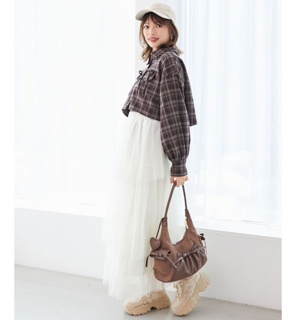  「ハートボタンリボンつきシャツ」|シャツ・ブラウス|