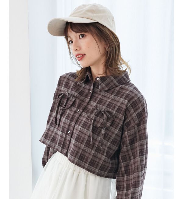  「ハートボタンリボンつきシャツ」|シャツ・ブラウス|