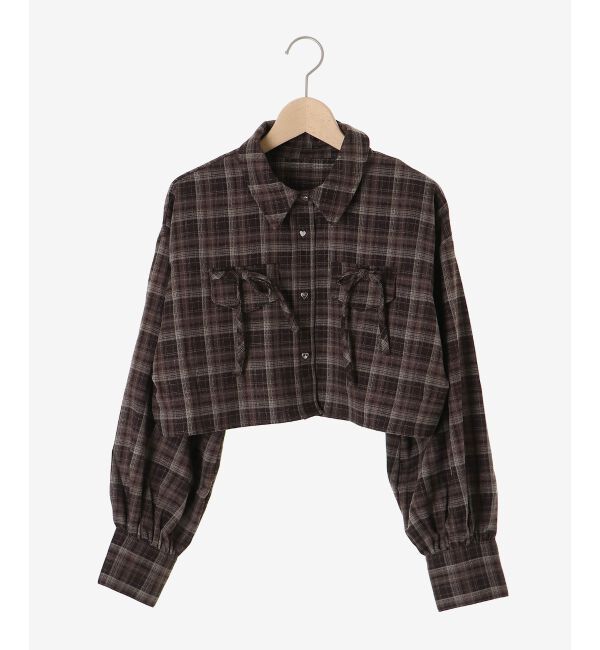  「ハートボタンリボンつきシャツ」|シャツ・ブラウス|