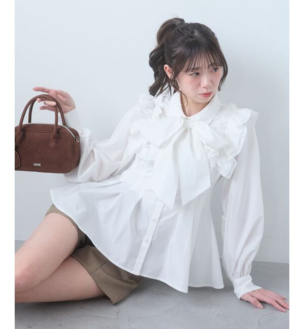  「ショルダーフリルボウタイブラウス」|シャツ・ブラウス|オフ