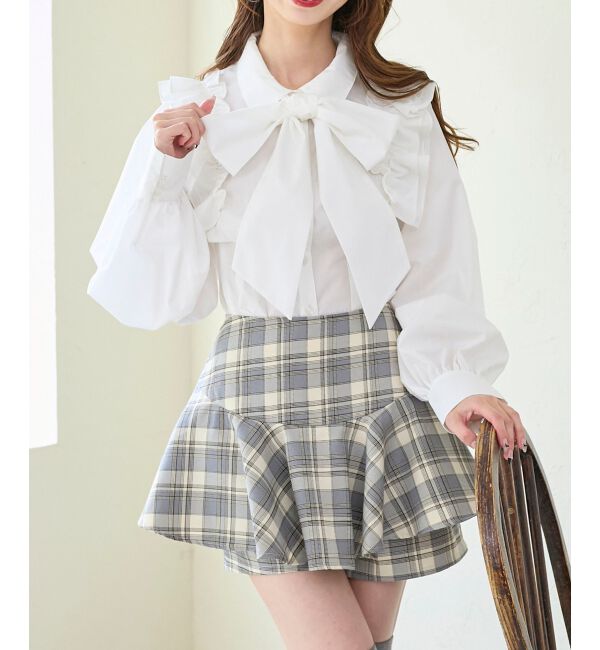  「ショルダーフリルボウタイブラウス」|シャツ・ブラウス|