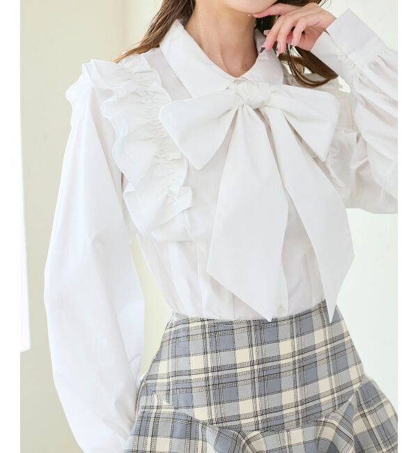  「ショルダーフリルボウタイブラウス」|シャツ・ブラウス|