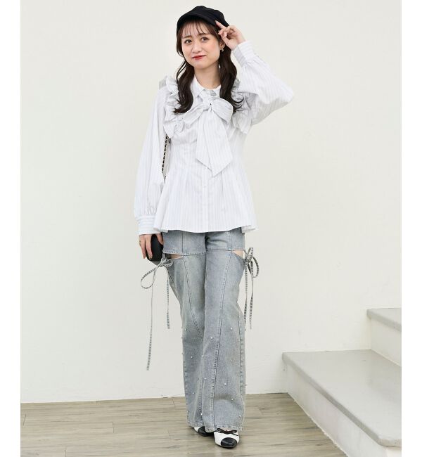  「ショルダーフリルボウタイブラウス」|シャツ・ブラウス|