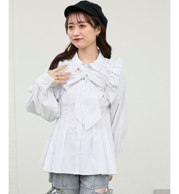  「ショルダーフリルボウタイブラウス」|シャツ・ブラウス|