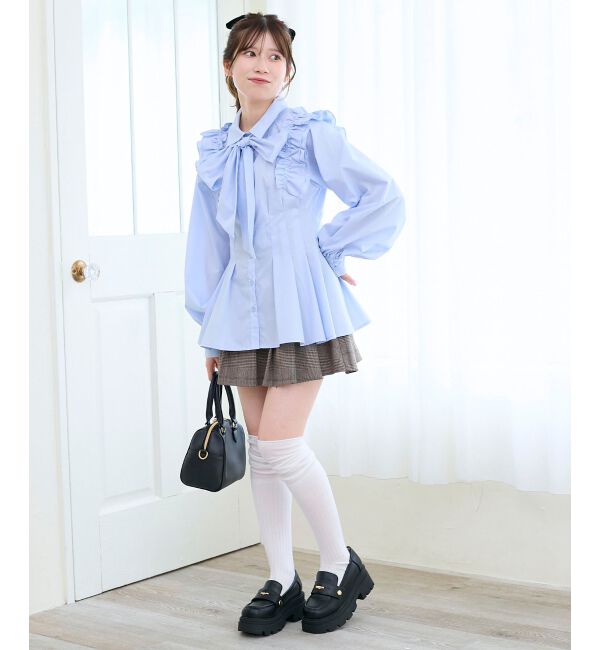  「ショルダーフリルボウタイブラウス」|シャツ・ブラウス|