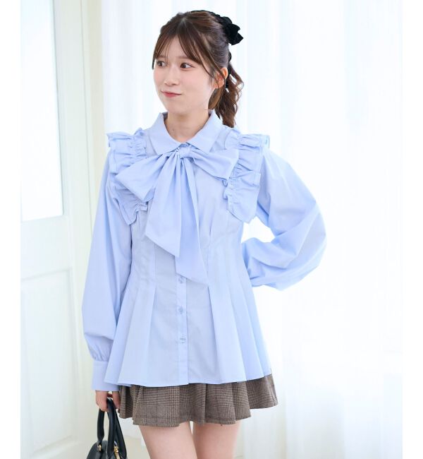  「ショルダーフリルボウタイブラウス」|シャツ・ブラウス|
