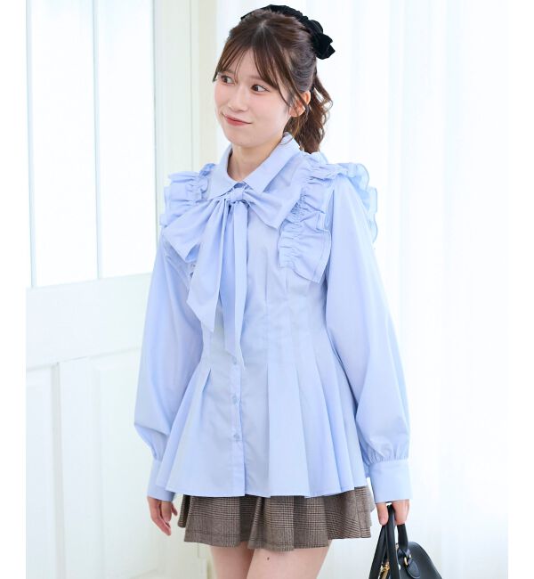  「ショルダーフリルボウタイブラウス」|シャツ・ブラウス|
