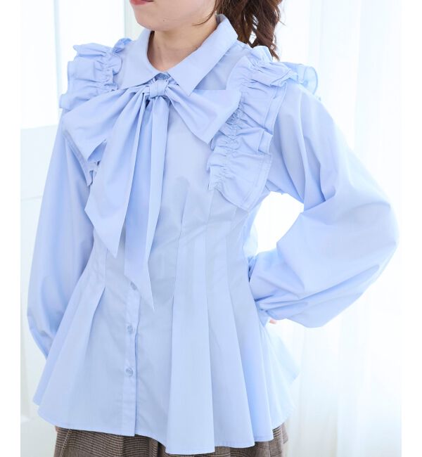  「ショルダーフリルボウタイブラウス」|シャツ・ブラウス|