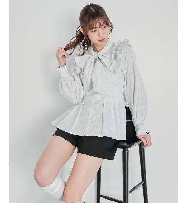  「ショルダーフリルボウタイブラウス」|シャツ・ブラウス|