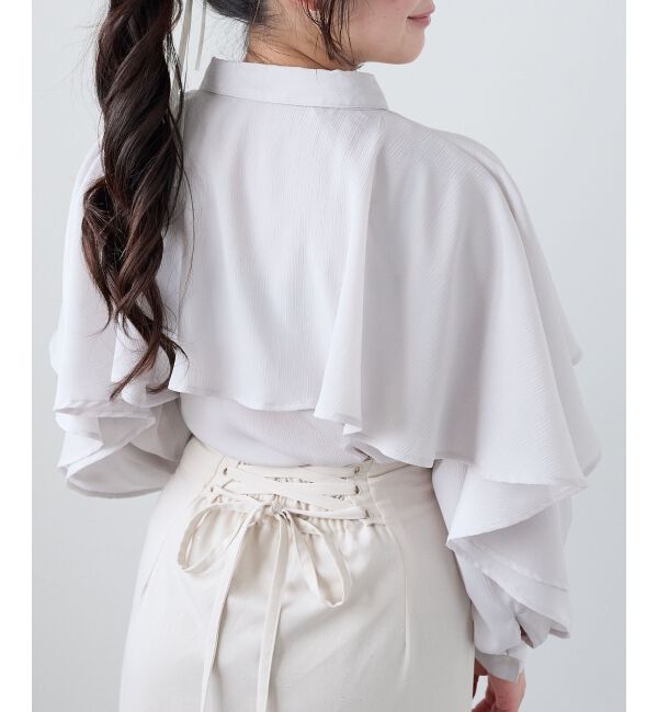  「シアーケープロングスリーブブラウス」|シャツ・ブラウス|