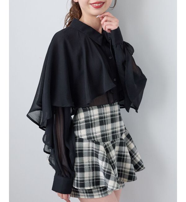  「シアーケープロングスリーブブラウス」|シャツ・ブラウス|