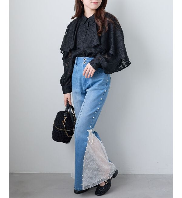  「シアーケープロングスリーブブラウス」|シャツ・ブラウス|