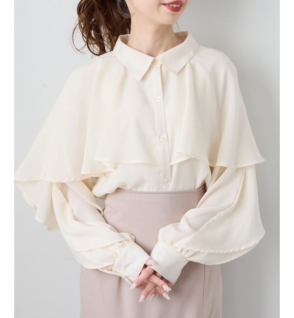  「シアーケープロングスリーブブラウス」|シャツ・ブラウス|