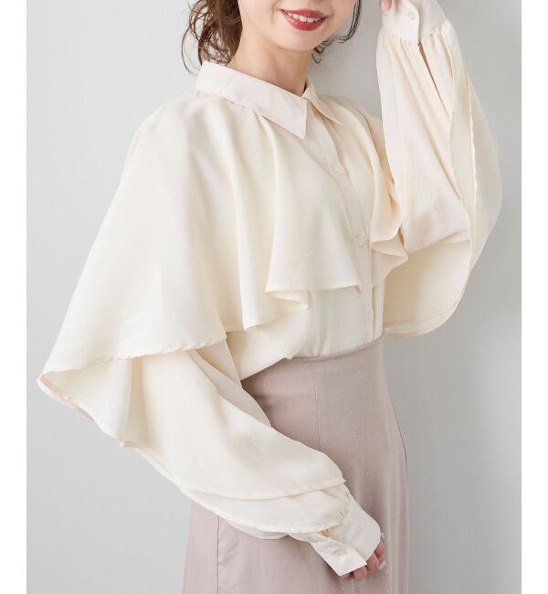  「シアーケープロングスリーブブラウス」|シャツ・ブラウス|