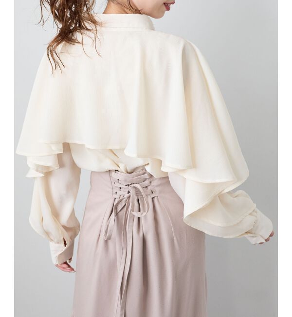  「シアーケープロングスリーブブラウス」|シャツ・ブラウス|