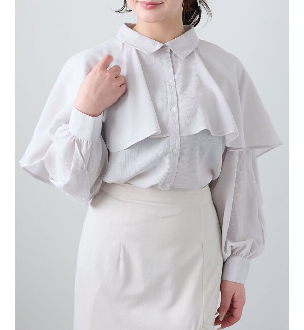  「シアーケープロングスリーブブラウス」|シャツ・ブラウス|グレー