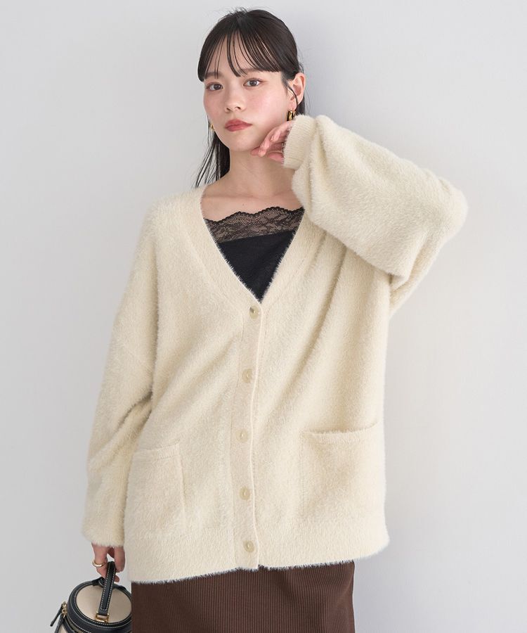 earth music&ecology「ラメミニシャギーVネックニットカーディガン」|カーディガン|