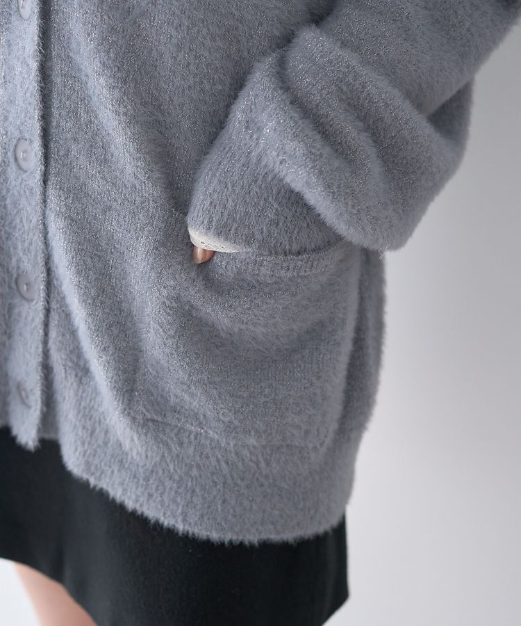 earth music&ecology「ラメミニシャギーVネックニットカーディガン」|カーディガン|