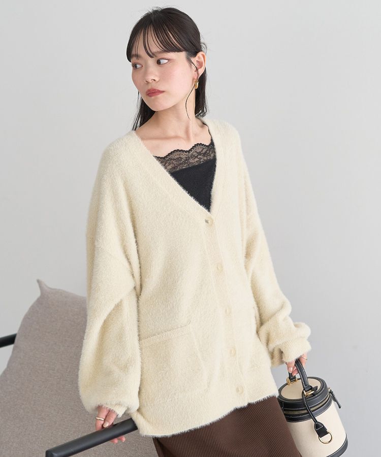 earth music&ecology「ラメミニシャギーVネックニットカーディガン」|カーディガン|