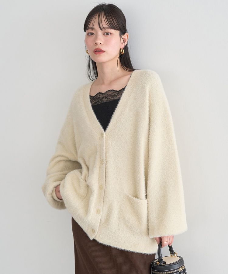 earth music&ecology「ラメミニシャギーVネックニットカーディガン」|カーディガン|
