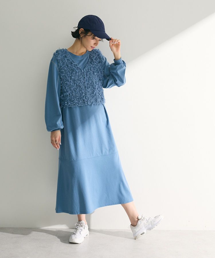 Green Parks「SET2点ベスト+配色ステッチワンピース」|ワンピース|