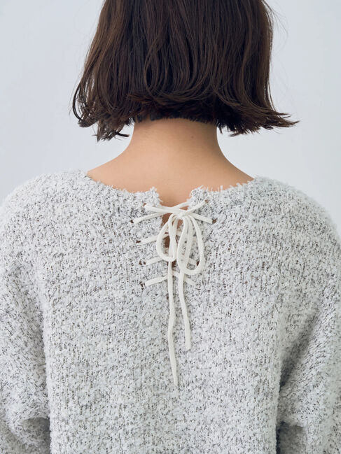 YECCA VECCA「レースアップリボンヤーンニット」|ニット・セーター|