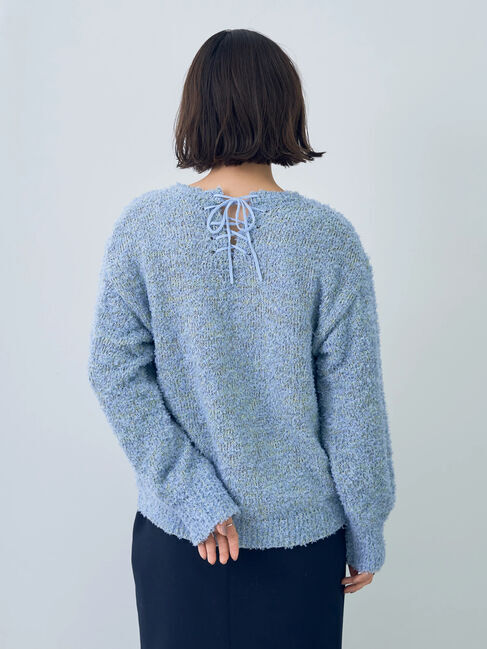 YECCA VECCA「レースアップリボンヤーンニット」|ニット・セーター|