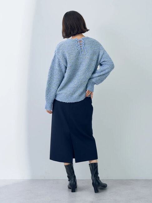 YECCA VECCA「レースアップリボンヤーンニット」|ニット・セーター|