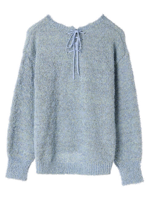 YECCA VECCA「レースアップリボンヤーンニット」|ニット・セーター|