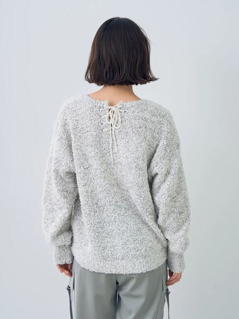 YECCA VECCA「レースアップリボンヤーンニット」|ニット・セーター|