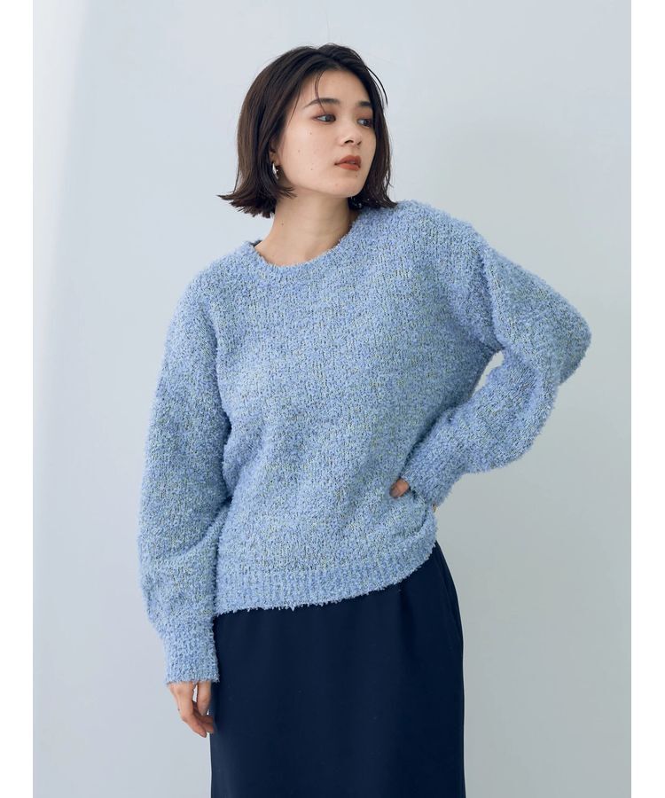 YECCA VECCA「レースアップリボンヤーンニット」|ニット・セーター|Blue