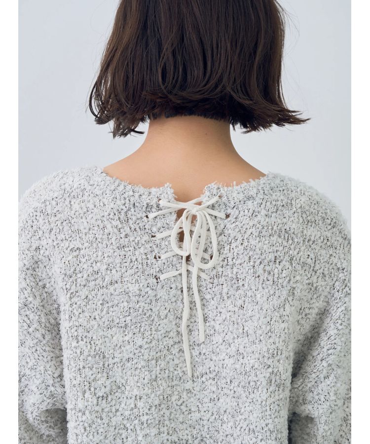 YECCA VECCA「レースアップリボンヤーンニット」|ニット・セーター|