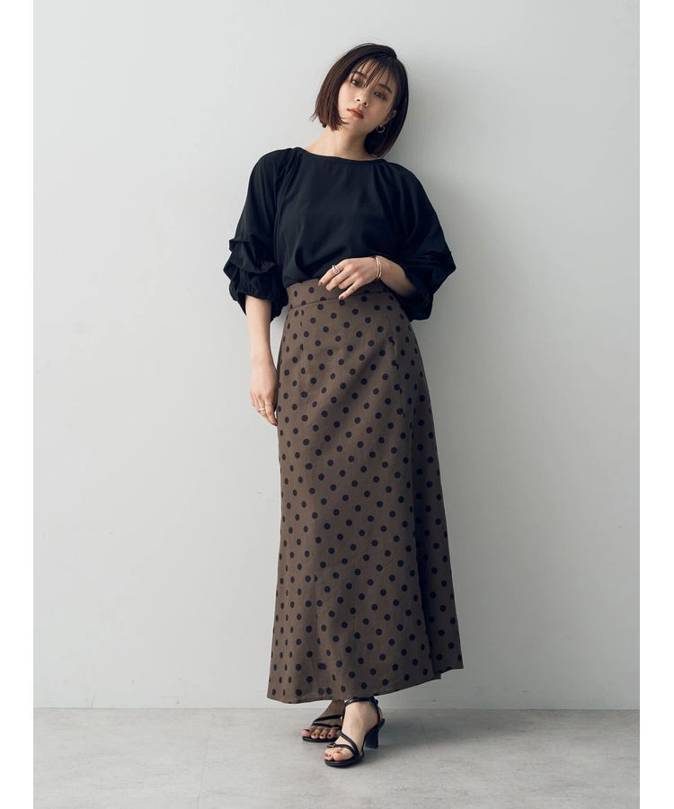 YECCA VECCA「レーヨンリネンドットマーメイドスカート」|フレア|