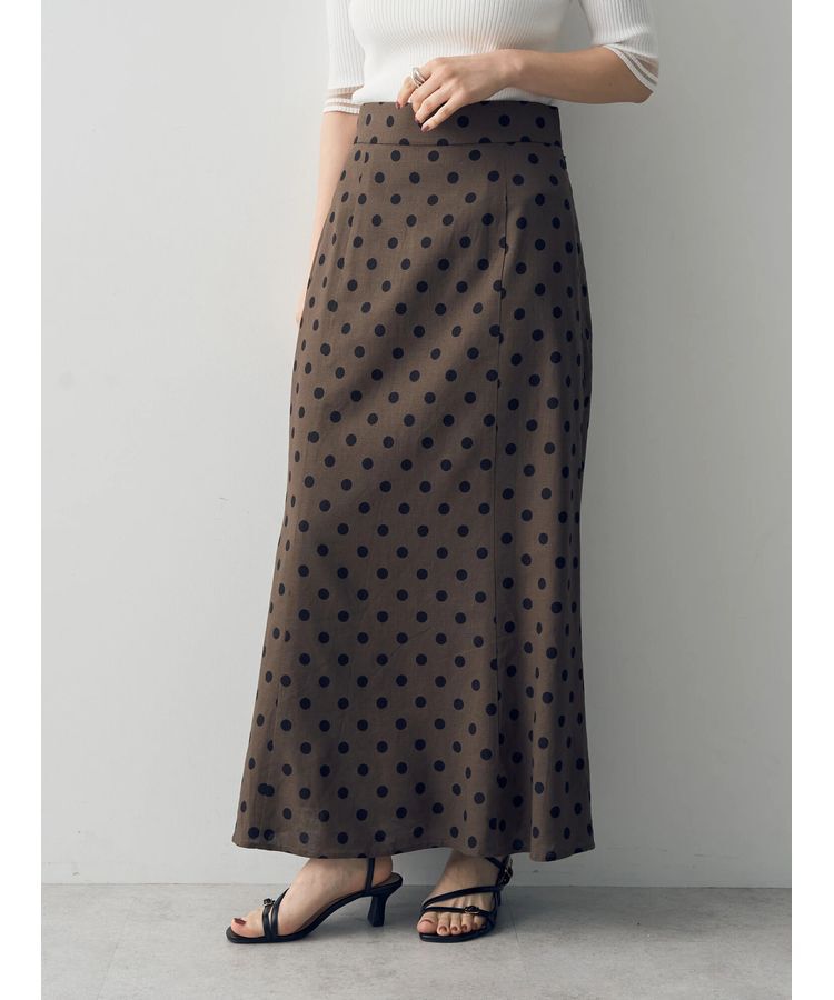 YECCA VECCA「レーヨンリネンドットマーメイドスカート」|フレア|