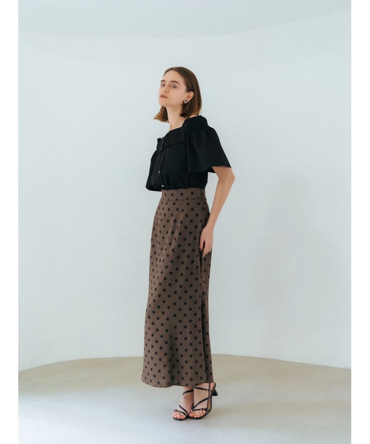 YECCA VECCA「レーヨンリネンドットマーメイドスカート」|フレア|