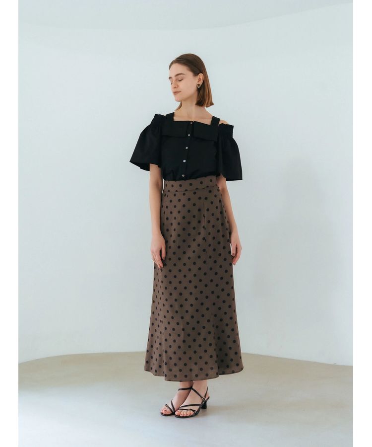 YECCA VECCA「レーヨンリネンドットマーメイドスカート」|フレア|