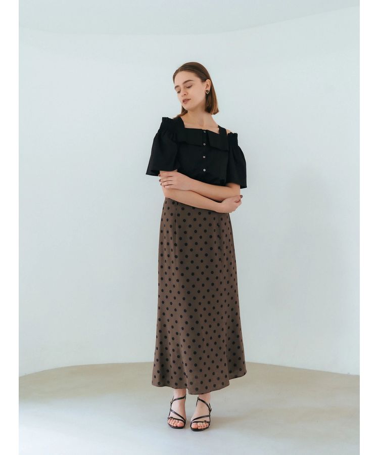 YECCA VECCA「レーヨンリネンドットマーメイドスカート」|フレア|