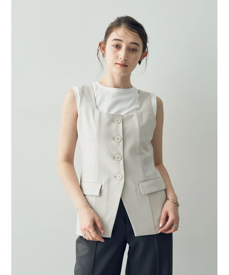 YECCA VECCA「リネンライクビスチェベスト」|ベスト・ジレ|