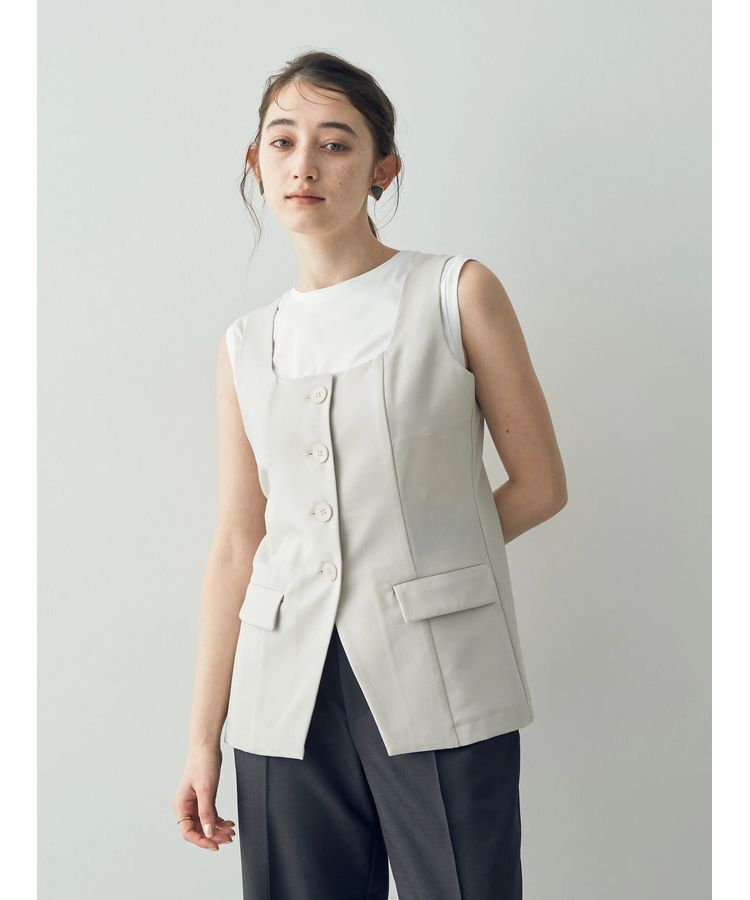 YECCA VECCA「リネンライクビスチェベスト」|ベスト・ジレ|Light beige